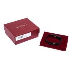 Pre Owned سوار سالفاتوري فيراغامو مزين بفيونكة جلد مجدول أسود