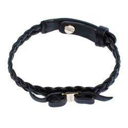 Pre Owned سوار سالفاتوري في راغامو مزين بفيونكة جلد مجدول أسود