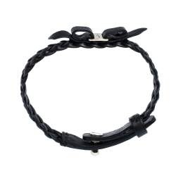 Pre Owned سوار سالفاتوري فيراغامو مزين بفيونكة جلد مجدول أسود