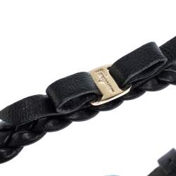 Pre Owned سوار سالفاتوري فيراغامو مزين بفيونكة جلد مجدول أسود