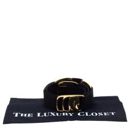 Pre Owned حزام سالفاتوري فيراغامو وصلات معدن كانفاس أسود 90 سم
