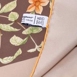 Pre Owned Salvatore Ferragamo Brown Fruit Print Silk Scarf