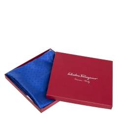 مملوكة مسبقًا وشاح سالفاتوري فيراغامو صوف وحرير جاكار غانسيني أزرق