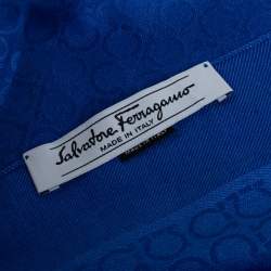 مملوكة مسبقًا وشاح سالفاتوري فيراغامو صوف وحرير جاكار غانسيني أزرق