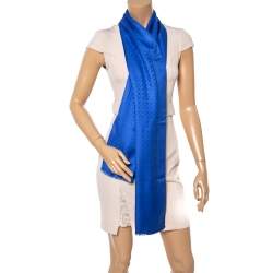 مملوكة مسبقًا وشاح سالفاتوري فيراغامو صوف وحرير جاكار غانسيني أزرق