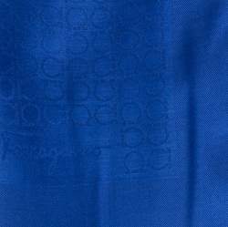 مملوكة مسبقًا وشاح سالفاتوري فيراغامو صوف وحرير جاكار غانسيني أزرق