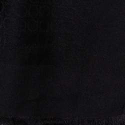 Pre Owned Salvatore Ferragamo Black Logo Monogram Silk & Wool Scarf