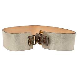 مملوكة مسبقًا Salvatore Ferragamo Metallic Gold Python And Leather Waist Belt 80 CM