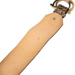 مملوكة مسبقًا Salvatore Ferragamo Metallic Gold Python And Leather Waist Belt 80 CM