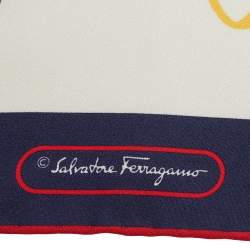 مملوكة مسبقًا وشاح سالفاتوري فيراغامو حرير طباعة طيور تجريدية متعددة الألواد