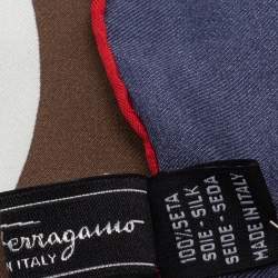 مملوكة مسبقًا وشاح سالفاتوري فيراغامو حرير طباعة طيور تجريدية متعددة الألواد