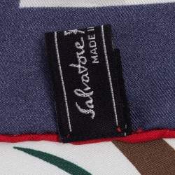 مملوكة مسبقًا وشاح سالفاتوري فيراغامو حرير طباعة طيور تجريدية متعددة الألواد