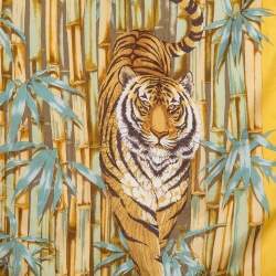 Pre Owned وشاح سالفاتوري فيراغامو حرير أصفر نفشة النمر