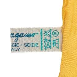 Pre Owned وشاح سالفاتوري فيراغامو حرير أصفر نفشة النمر