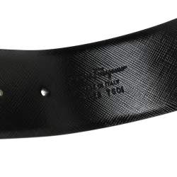 Pre Owned Salvatore Ferragamo White Leather Gancini Buckle Waist Belt 80 CM