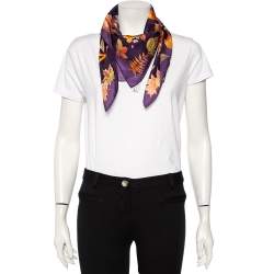 Pre Owned وشاح سالفاتوري فيراغامو حرير مورد مطبوع وعانشيني وردي