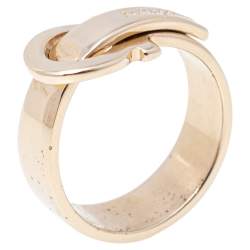 Pre Owned Salvatore Ferragamo Gancini Gold Tone Scarf Ring