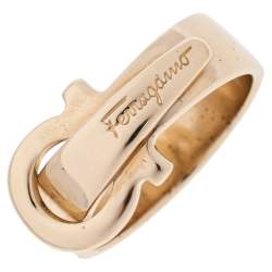 Pre Owned Salvatore Ferragamo Gancini Gold Tone Scarf Ring