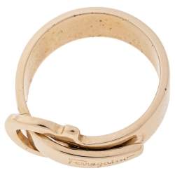 Pre Owned Salvatore Ferragamo Gancini Gold Tone Scarf Ring