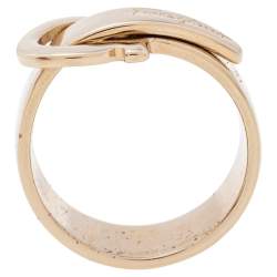 Pre Owned Salvatore Ferragamo Gancini Gold Tone Scarf Ring