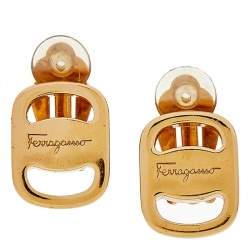 Pre Owned أقراط سالفاتوري فيراغامو فارا معدن ذهبي اللون كليب أون