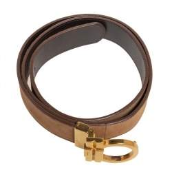 Pre Owned حزام سالفاتوري فيراغامو غانشيو سويدي بيج 100 سم