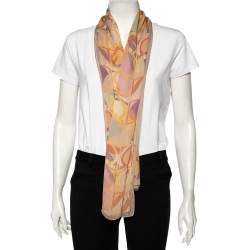 Pre Owned Salvatore Ferragamo Multicolor Gancini Print Silk Scarf