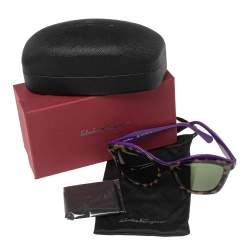 Pre Owned نظارة شمسية سالفاتوري فيراغامو SF941S هافانا / بنفسجي مربعة