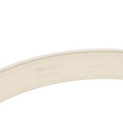 Pre Owned Salvatore Ferragamo Pink/White Canvas and Leather Gancini Buckle Cut to Size Belt