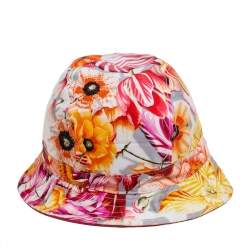 Pre Owned Salvatore Ferragamo Multicolor Floral Printed Cotton Bucket Hat Size 58