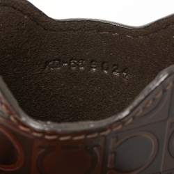 Salvatore Ferragamo Brown Gancio Embossed Glossy Leather Phone Cover