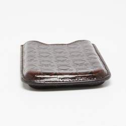 Salvatore Ferragamo Brown Gancio Embossed Glossy Leather Phone Cover