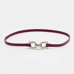 Salvatore Ferragamo Gancini Purple Leather Silver Tone Metal Double Wrap Bracelet