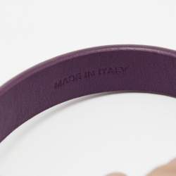 Pre Owned Salvatore Ferragamo Gancini Lock Purple Leather Gold Tone Wrap Bracelet