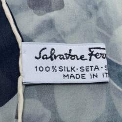 مملوكة مسبقًا Salvatore Ferragamo Blue Floral Print Silk Scarf
