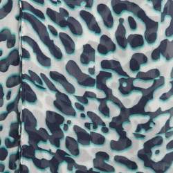 Pre Owned Salvatore Ferragamo Blue Animal Print Silk Scarf