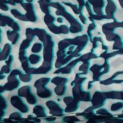 Pre Owned Salvatore Ferragamo Blue Animal Print Silk Scarf