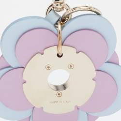 Pre Owned Salvatore Ferragamo Light Blue/Pink Leather Flower Bag Charm