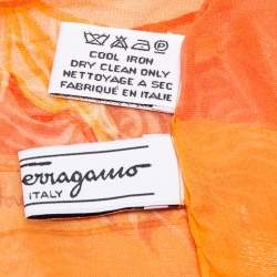 مملوكة مسبقًا Salvatore Ferragamo Coral Pink Floral Print Silk Blend Scarf