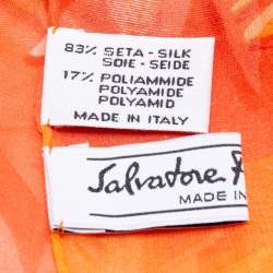 مملوكة مسبقًا Salvatore Ferragamo Coral Pink Floral Print Silk Blend Scarf