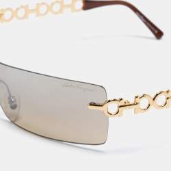 Pre Owned نظارة شمسية شيلد سالفاتوري فيراغامو 1074  ذهبي اللون/بني متدرجة