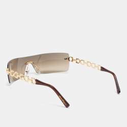 Pre Owned نظارة شمسية شيلد سالفاتوري فيراغامو 1074  ذهبي اللون/بني متدرجة