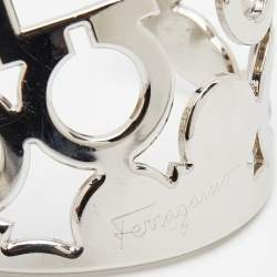 Salvatore Ferragamo Silver Tone Gancini Wide Cuff Bracelet