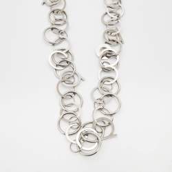 Salvatore Ferragamo Silver Tone Gancini Long Necklace