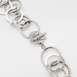 Salvatore Ferragamo Silver Tone Gancini Long Necklace