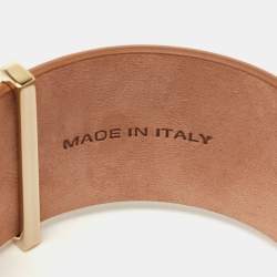 مملوكة مسبقًا Salvatore Ferragamo Brown Leather Gold Tone Wrap Bracelet 