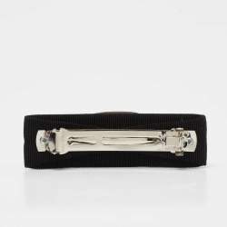Pre Owned Salvatore Ferragamo Black Vara Bow Crystal Hair Clip
