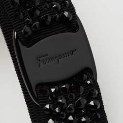 Pre Owned Salvatore Ferragamo Black Vara Bow Crystal Hair Clip