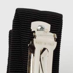 Pre Owned Salvatore Ferragamo Black Vara Bow Crystal Hair Clip