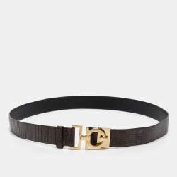 Pre Owned Salvatore Ferragamo Green Lizard Embossed Leather Gancio Belt